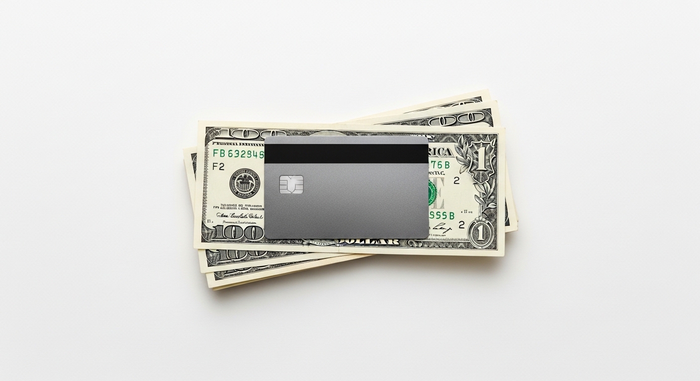 A secured credit card next to a $200 deposit illustrating how a small investment in a secured card can build credit and save thousands in loan interest for Americans with no or bad credit history